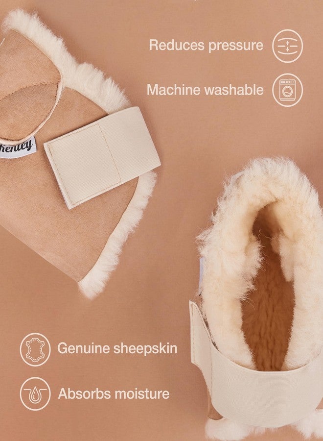 Kenley Heel Protectors for Pressure Sores - 100% Medical Sheepskin - Heel Protectors for Bed Sores - Includes ONE (1) Protector - Soft Lambs Wool Foot Pillow - Cushion Pads for Ulcer Sore Prevention (1, Large) - Image 2